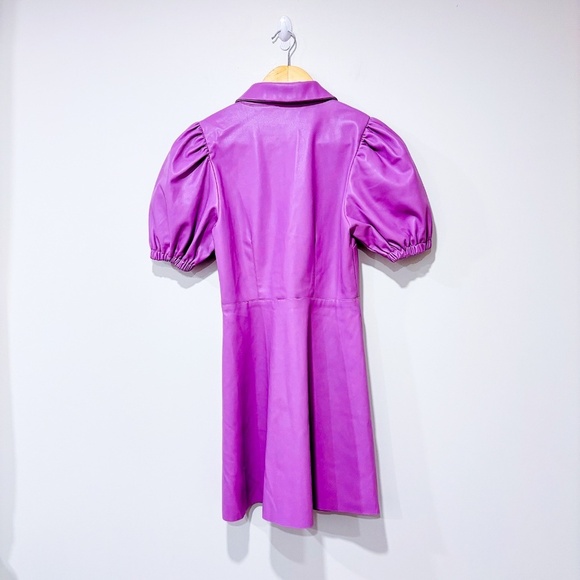 ZARA Lilac faux leather dress with puff sleeves - Picture 7 of 9